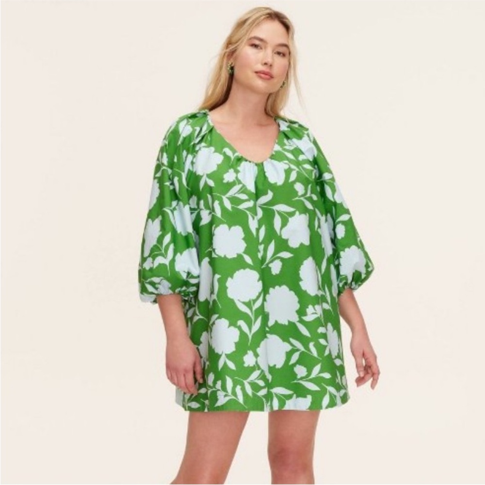 New Kate Spade Target Classic Rose Poplin Long Sleeve Mini Dress XS